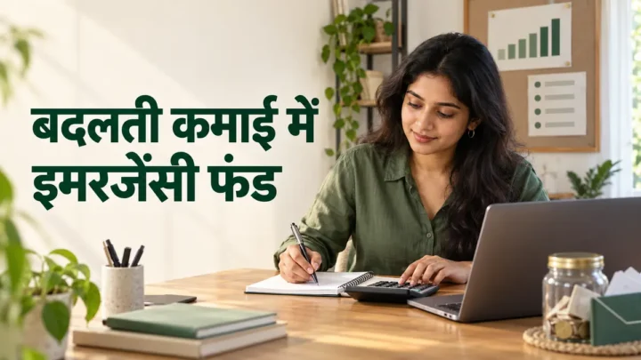 बदलती कमाई में इमरजेंसी फंड का हिसाब करती भारतीय महिला