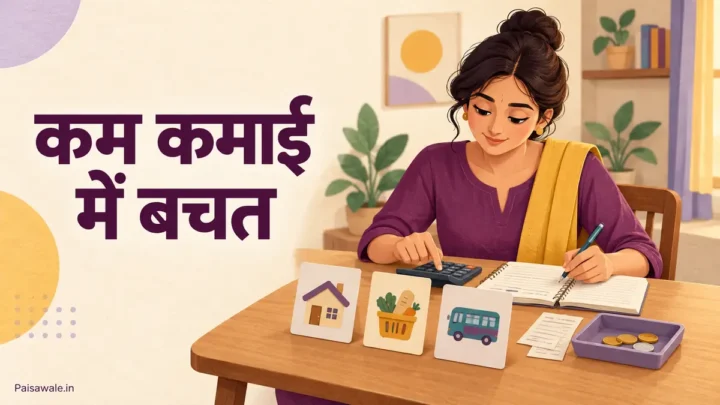 कम आमदनी में जरूरी खर्चों का हिसाब लगाकर बचत की गुंजाइश देखती महिला